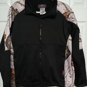 Mossy Oak Pink Camouflage Outdoors Hunting Fleece Jacket Black Zip Closure L